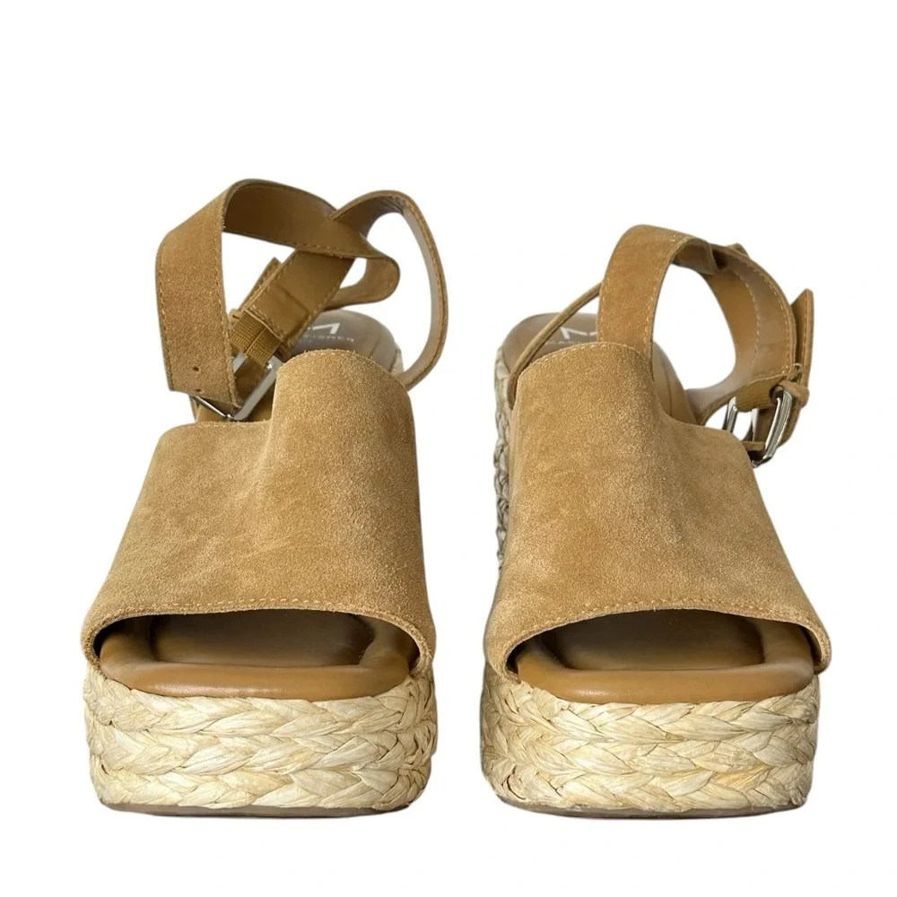 Mark Fisher Nelly Ankle Strap Espadrille Platform Wedge Suede Sandals Size 9.5‎